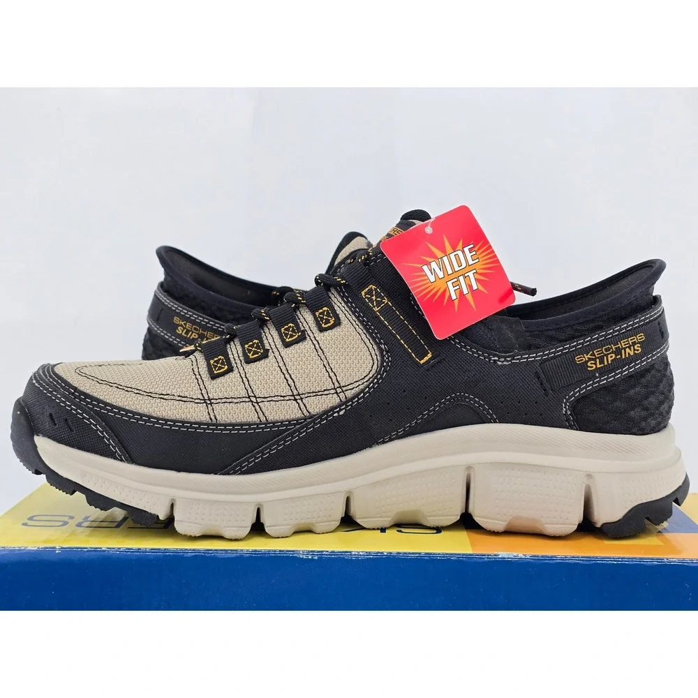 Skechers Summits AT Slip-ins Mens 11 Taupe Black Hands Free Wide Fit -New